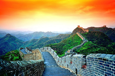 Великая китайская стена, Великая китайская стена, Китай, стена, камень, HD обои HD wallpaper