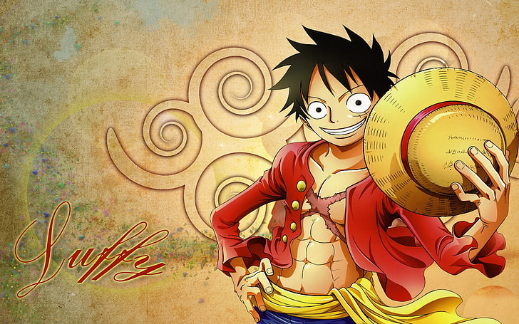 ภาพประกอบ One Piece Monkey D. Luffy, anime, One Piece, Monkey D. Luffy, หมวกฟาง, วอลล์เปเปอร์ HD