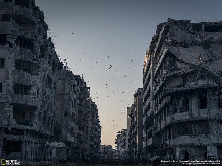 National Geographic, Syria, war, cityscape, Wallpaper HD