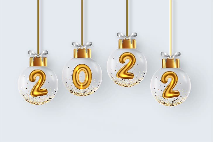 bola, latar belakang, Natal, angka, Tahun baru, 2022, Wallpaper HD