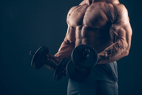 pair of black dumbbells, men, bodybuilding, weightlifting, sport, HD wallpaper HD wallpaper