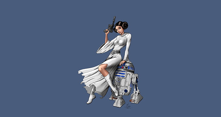 Star Wars, Princess Leia, R2-D2, Wallpaper HD