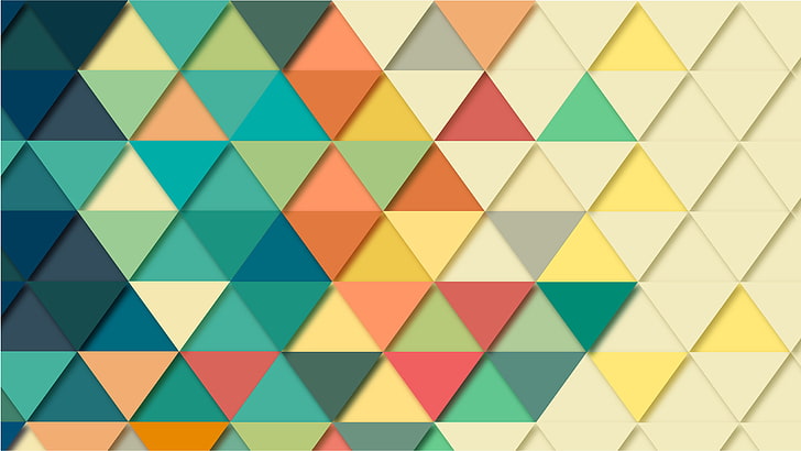 warna-warni, geometri, segitiga, pola, Wallpaper HD