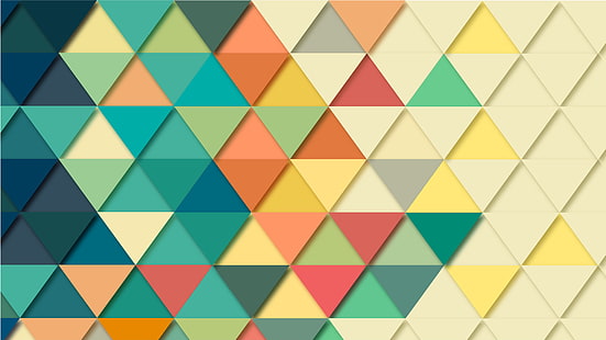 warna-warni, geometri, segitiga, pola, Wallpaper HD HD wallpaper