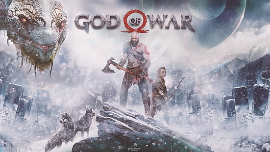 God of War, Atreus, Kratos, PlayStation 4, 2018, 4K, HD wallpaper HD wallpaper