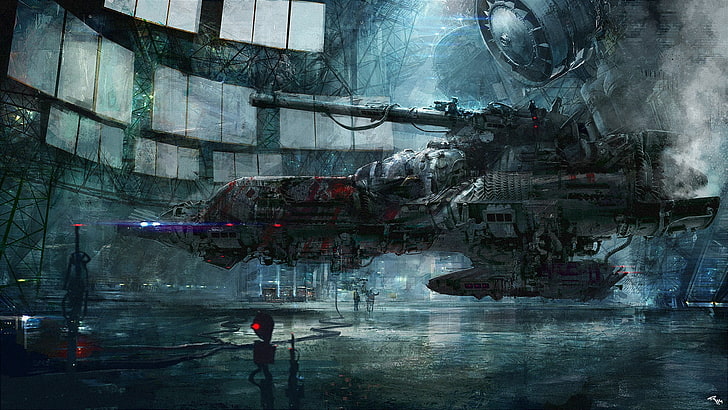 Illustration des Raumschiffs, Konzeptkunst, futuristisch, Drehung, Raumschiff, HD-Hintergrundbild