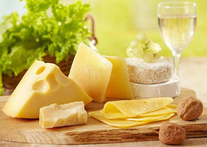 formaggio cheddar, ciambella e noci, cibo, formaggio, Sfondo HD