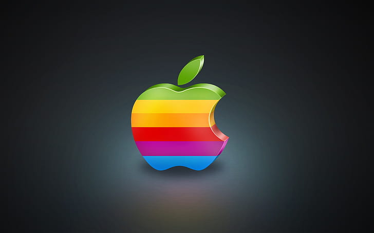 تفاحة ملونة ثلاثية الأبعاد ، ثلاثية الأبعاد ، ملونة ، أبل، خلفية HD