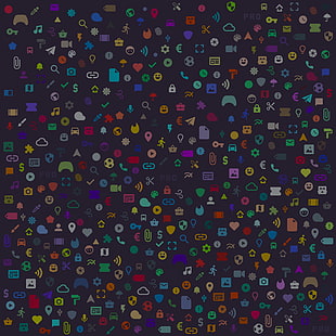 purple, red, blue, and green icon textile, digital art, minimalism, texture, icon, vector graphics, HD wallpaper HD wallpaper