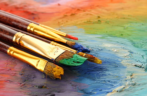 five assorted paintbrushes, background, widescreen, Wallpaper, paint, mood, artist, brush, drawing, full screen, HD wallpapers, fullscreen, HD wallpaper HD wallpaper
