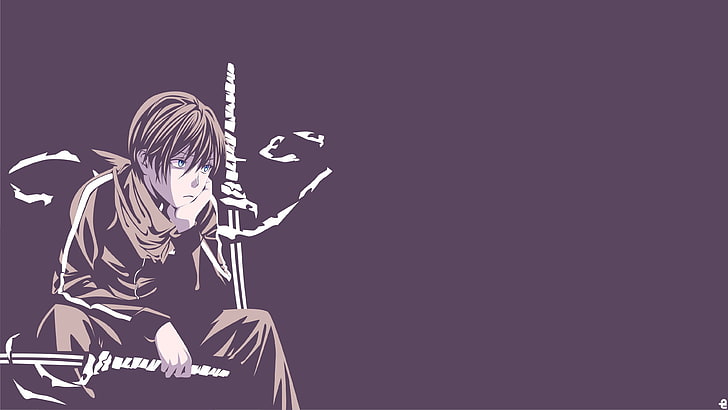 personaggio anime tenendo la spada, Noragami, Yato (Noragami), ragazzi anime, Sfondo HD