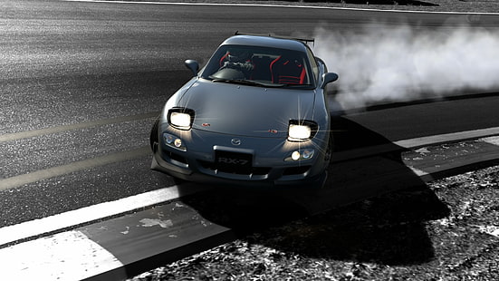 Gran Turismo 6, PlayStation 3, car, Mazda, Mazda RX-7, Drifting, HD wallpaper HD wallpaper