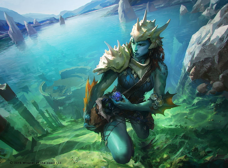 character in body of water, fantasy art, HD wallpaper