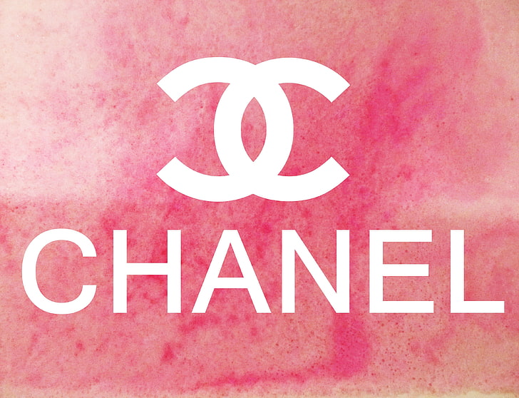 czerwony i biały tekst Love, Chanel, różowe tło, logo, Tapety HD