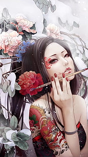 gadis anime, tato, Cina, Zhang Xiao Bai, Wallpaper HD HD wallpaper