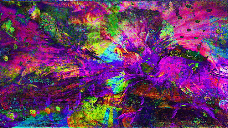 لوحة تجريدية متعددة الألوان ، فن خلل، خلفية HD