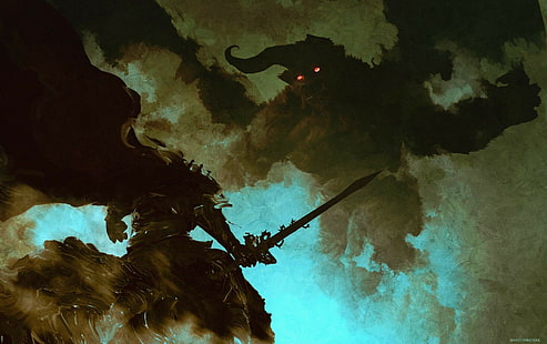 arte de fantasía, Berserk, demonio, espada, Fondo de pantalla HD HD wallpaper