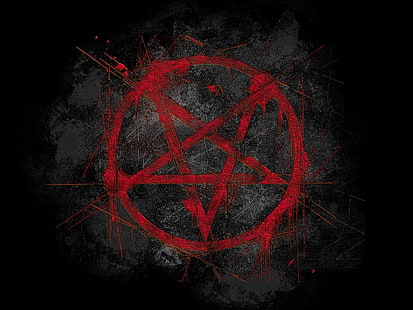 круглая красная и черная звезда иллюстрация, пентаграмма, черный, кровь, ужас, HD обои HD wallpaper