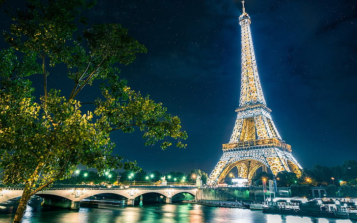 Paris, der Eiffelturm, Stadt, Nacht, Lichter, Eiffelturm, Paris, Eiffel, Turm, Stadt, Nacht, Lichter, HD-Hintergrundbild