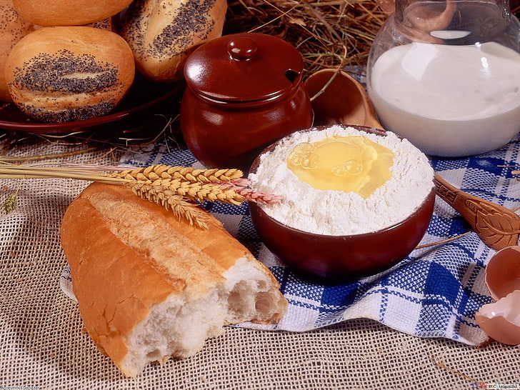 sliced bread, long loaf, flour, egg, ears, batch, HD wallpaper
