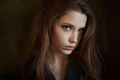 Ksenia Kokoreva, Maxim Maksimov, 여성, 모델, 긴 머리, 적갈색 머리, 얼굴, 뷰어를보고, 간단한 배경, 인물, HD 배경 화면 HD wallpaper