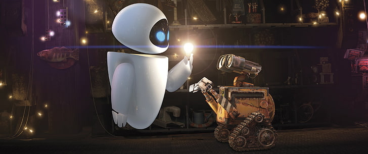 Ewa i Wall-E, WALL · E, Disney, filmy, EWA, Tapety HD