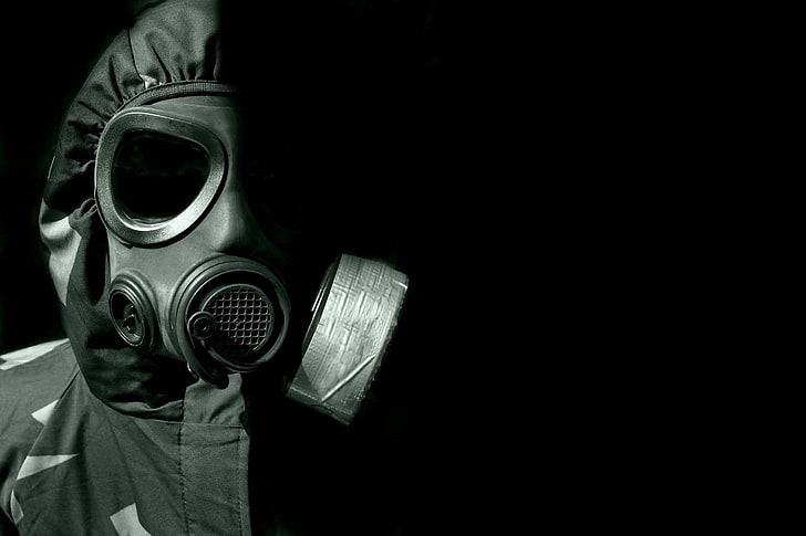 setir mobil hitam dan abu-abu, masker gas, Wallpaper HD