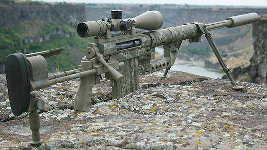 arma sniper marrom, m200, CheyTac, intervenção, .408 Chey Tac, rifle sniper, escopo, montanha, HD papel de parede HD wallpaper