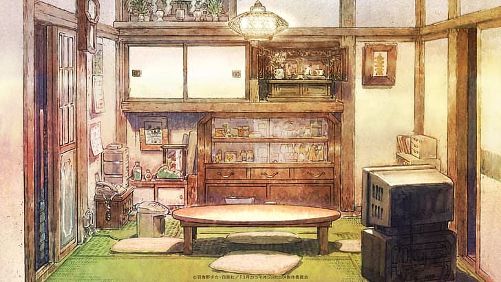 3-gatsu no Lion, cores quentes, salas de estar, HD papel de parede