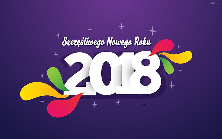 Plakat 2018, Nowy Rok, język polski, cytat, Szczęśliwego Nowego Roku, 2018 (Rok), Tapety HD