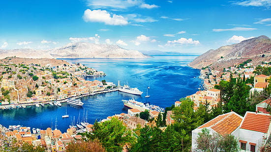 Wyspa Symi w Grecji Ultra HD Tapety Obrazy na komputery stacjonarne i telefony komórkowe 3840 × 2160, Tapety HD HD wallpaper