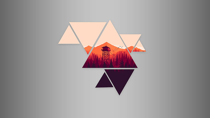 abstract, sunset, triangle, video games, Firewatch, simple background, HD wallpaper
