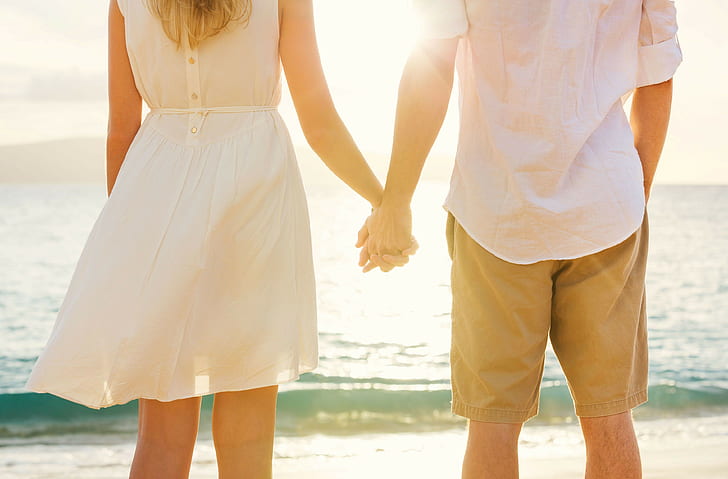 Couple holding hands, men's white dress shirt, Couple holding hands, HD wallpaper