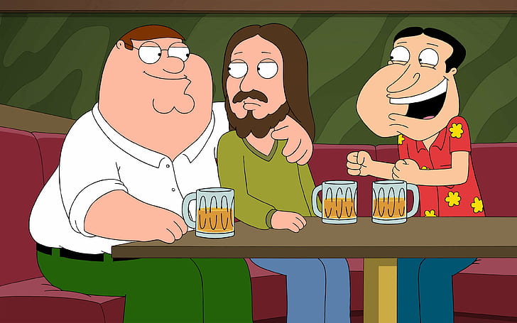 family guy peter griffin glenn quagmire beer jesus christ, HD wallpaper