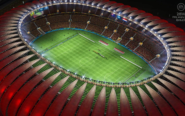 2014 Brazil 20th FIFA World Cup Desktop Wallpapers.., green soccer stadium, HD wallpaper