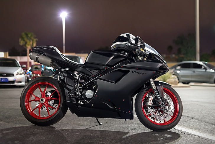 Ducati, 848 ,, moto esportiva em preto e cinza, Ducati, superbike, 848, motocicleta, HD papel de parede