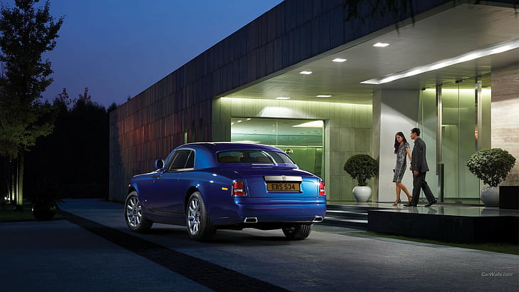 автомобиль, Rolls-Royce Phantom, синие автомобили, HD обои