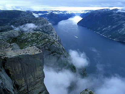 Preikestolen - Norvège, Norvège, Fjords, Europe, Preikestolen, nature et paysages, Fond d'écran HD HD wallpaper