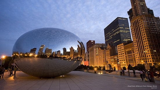 Cloud Gate, Millenium Park, Чикаго, Илинойс, Архитектура, HD тапет HD wallpaper