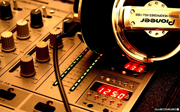 technologia, pionier (logo), słuchawki, DJ, audio, konsole mikserskie, Tapety HD
