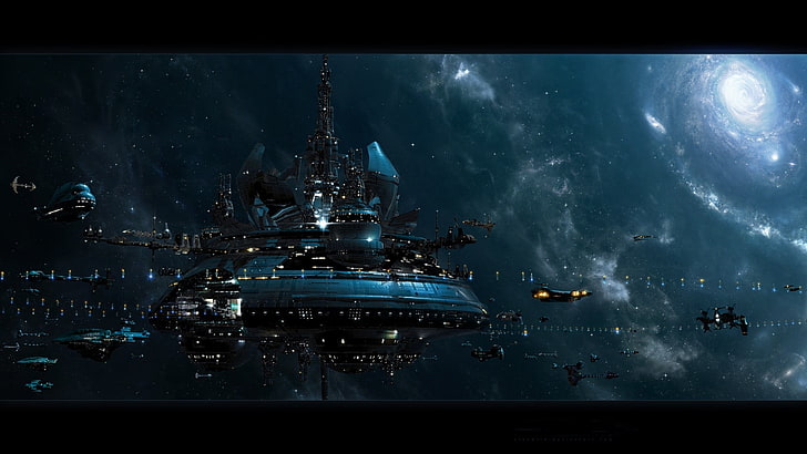 graue Raumschiff Film noch, digitale Kunst, Science-Fiction, HD-Hintergrundbild