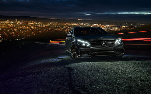 Mercedes-Benz E63 AMG S, berlina mercedes benz nera, Sfondo HD HD wallpaper