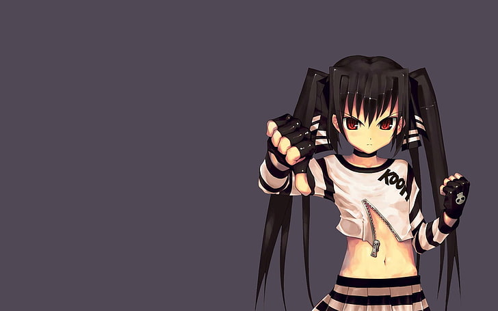 punk girl-Anime Character Wallpaper, black haired anime woman wallpaper, HD wallpaper