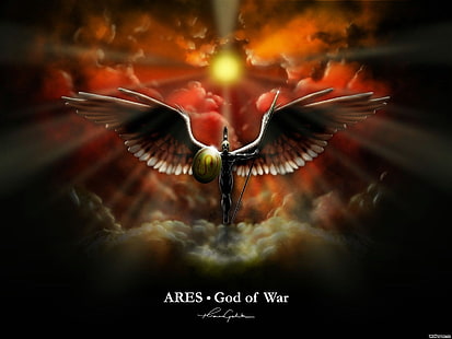 Ares, mitología griega, mitología, arte de fantasía, alas, Fondo de pantalla HD HD wallpaper