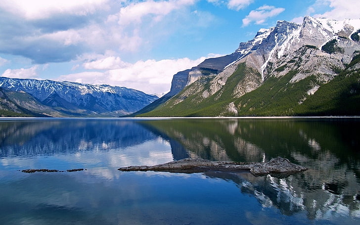 Lakes, Lake, Banff, Banff National Park, Canada, Cloud, Earth, Lake Minnewanka, Mountain, Nature, Sky, HD wallpaper
