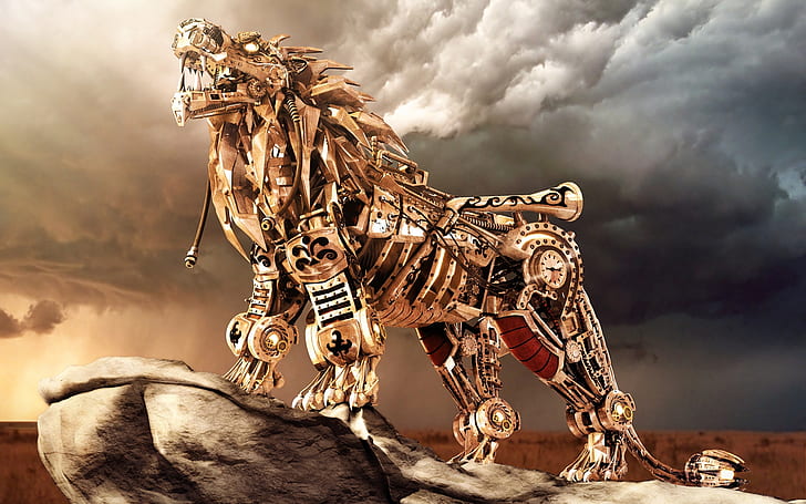 król lew 2011 bonus fajny zabawny magia ładne niebo HD, ilustracja srebrnego lwa robota, zwierzęta, niebo, fajny, lew, miły, magia, zabawny, 2011, bonus, Tapety HD