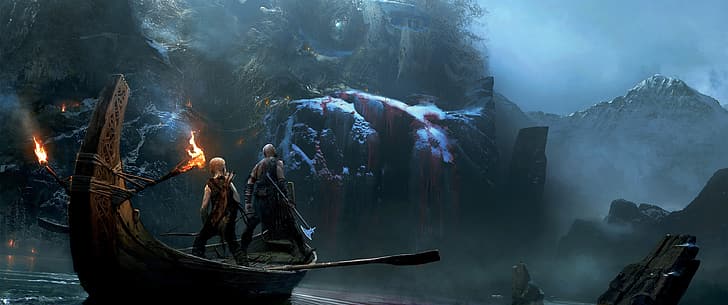 God of War, Kratos, Nordic, Atreus, HD wallpaper