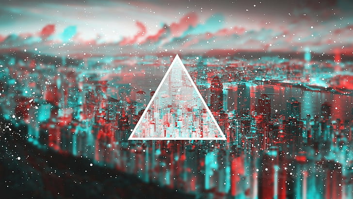 geometry, city, triangle, cityscape, photo manipulation, polyscape, HD wallpaper