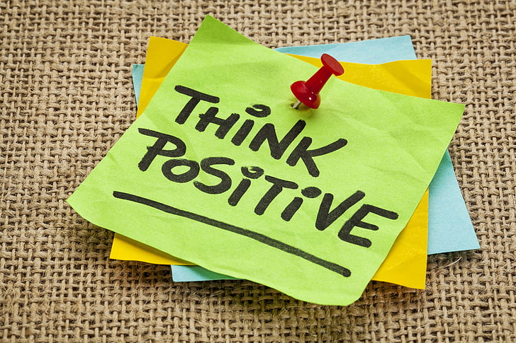 think positive paper, paper, ink, quote, think positive, HD wallpaper