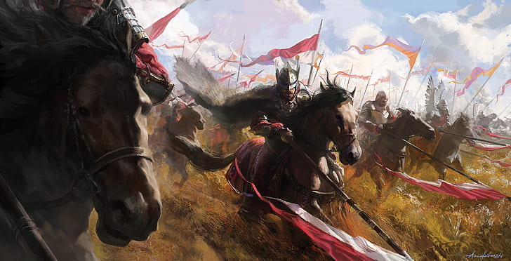 Lithuania, Polandia, Hussars Bersayap, kuda, Kavaleri, Wallpaper HD